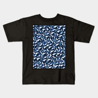 Dark Blue Minimal Abstract Collage Mosaic. Kids T-Shirt